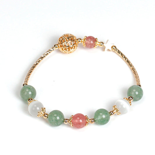 Red And Green Strawberry Crystal Opal Bracelet