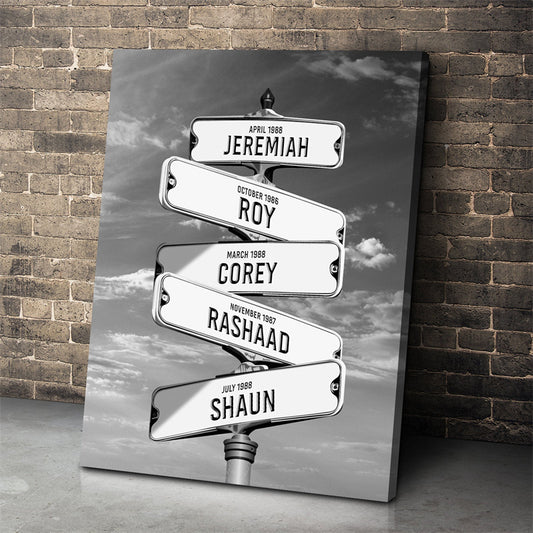 Personalized Street Sign Multi-Name Custom Canvas Wall Art Personalized Canvas Wall Art Various Sizes Ready To Hang Personalized Gift